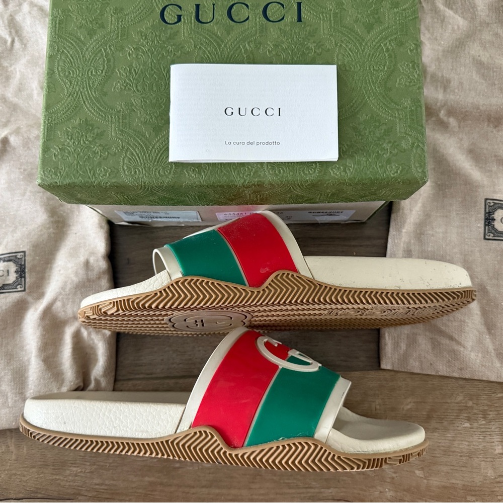 Gucci GG Pool Slides with Iconic Logo, Size EU40/10 - Picture 5 of 6